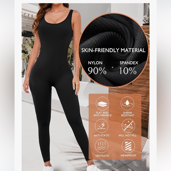 Ribbed Black Sleeveless Jumpsuit - Picture 6 of 8